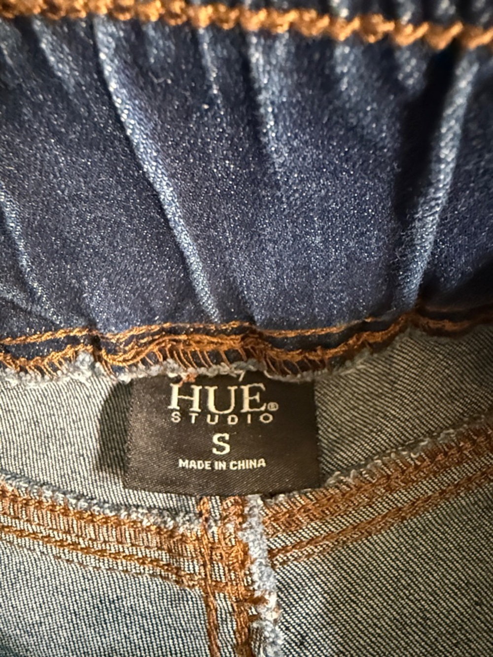 HUE Dark Blue Straight Leg Stretch Jeans, size S - Picture 3 of 4